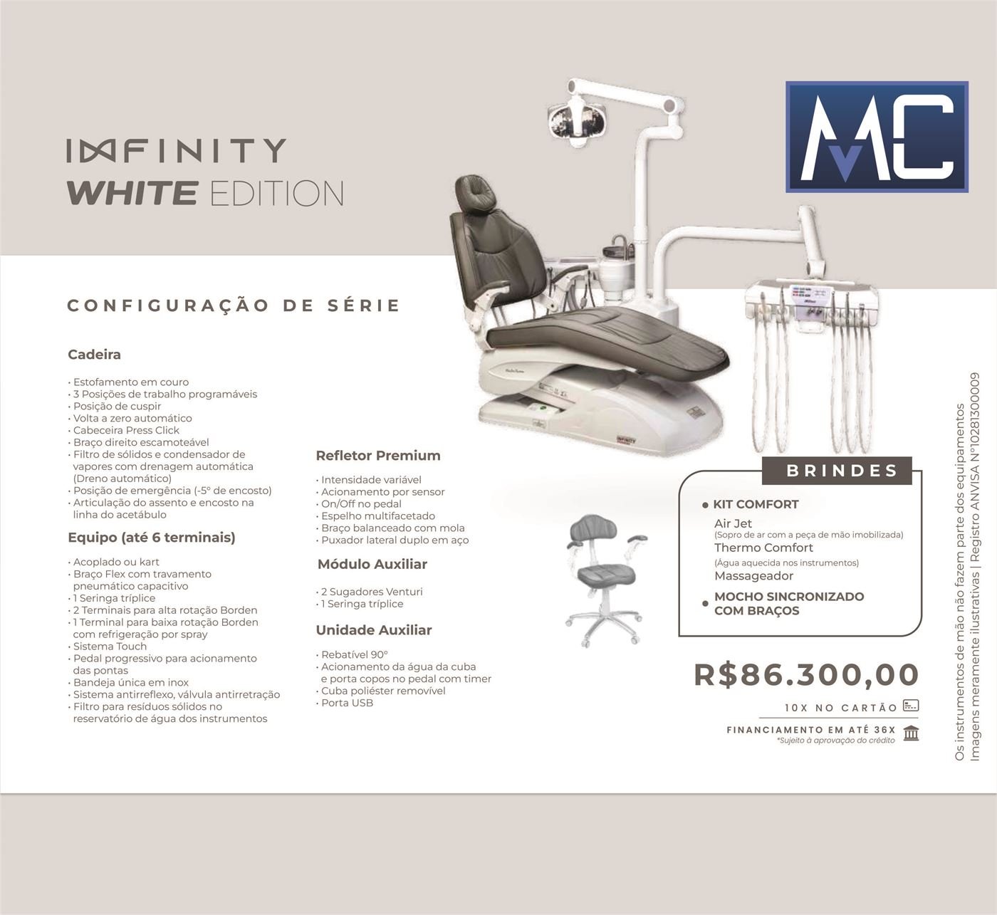 Cadeira OdontolÓgica ConsultÓrio Infinity White Edition Olsen Mc Equipamentos Odontológicos 4450